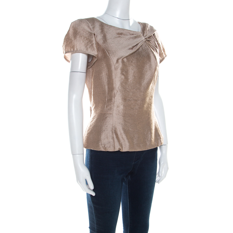 

Louis Vuitton Beige Wool Bow Detail Short Sleeve Blouse