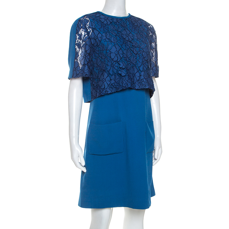 

Louis Vuitton Cobalt Blue Crepe Overlay Bodice Shift Dress