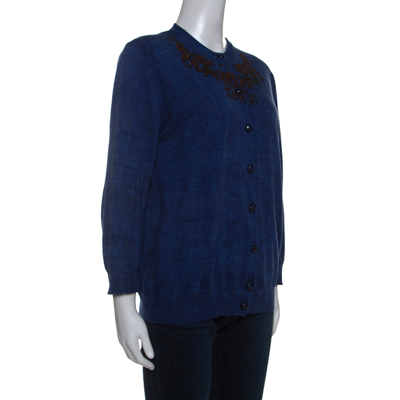 

Louis Vuitton Blue Cotton Printed Cardigan