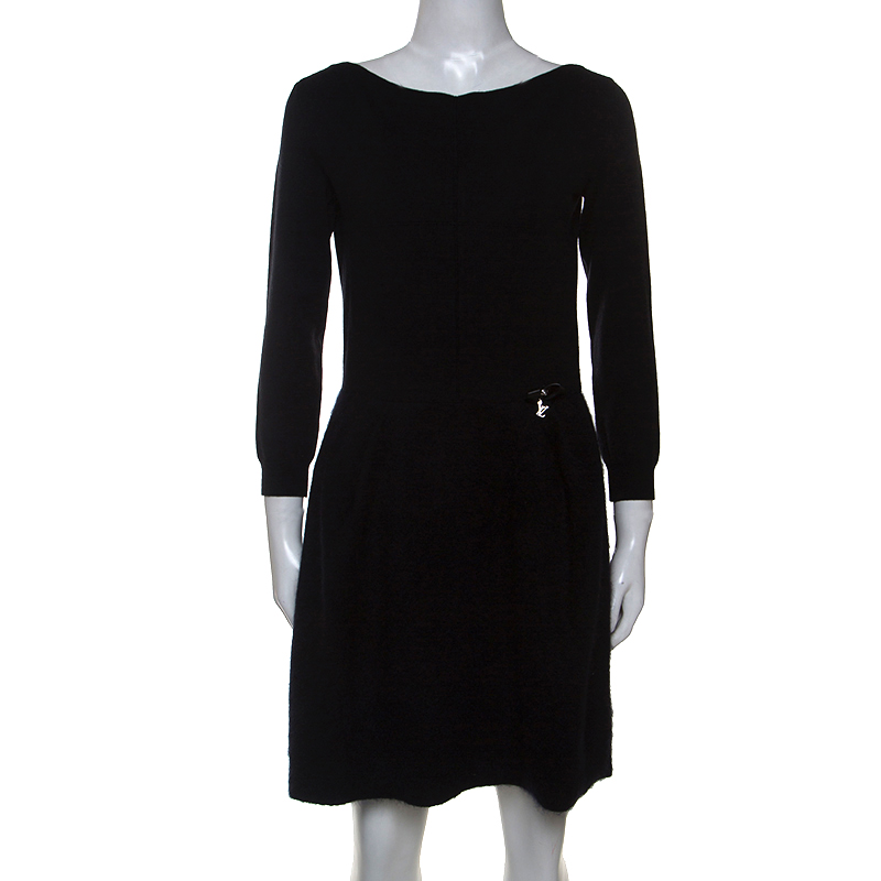 Louis Vuitton Black Wool and Mohair Blend Long Sleeve Dress M Louis ...