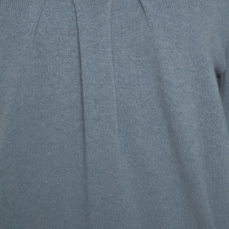 Louis Vuitton Grey Cashmere Twisted Collar Detail Short Sleeve Sweater M Louis  Vuitton