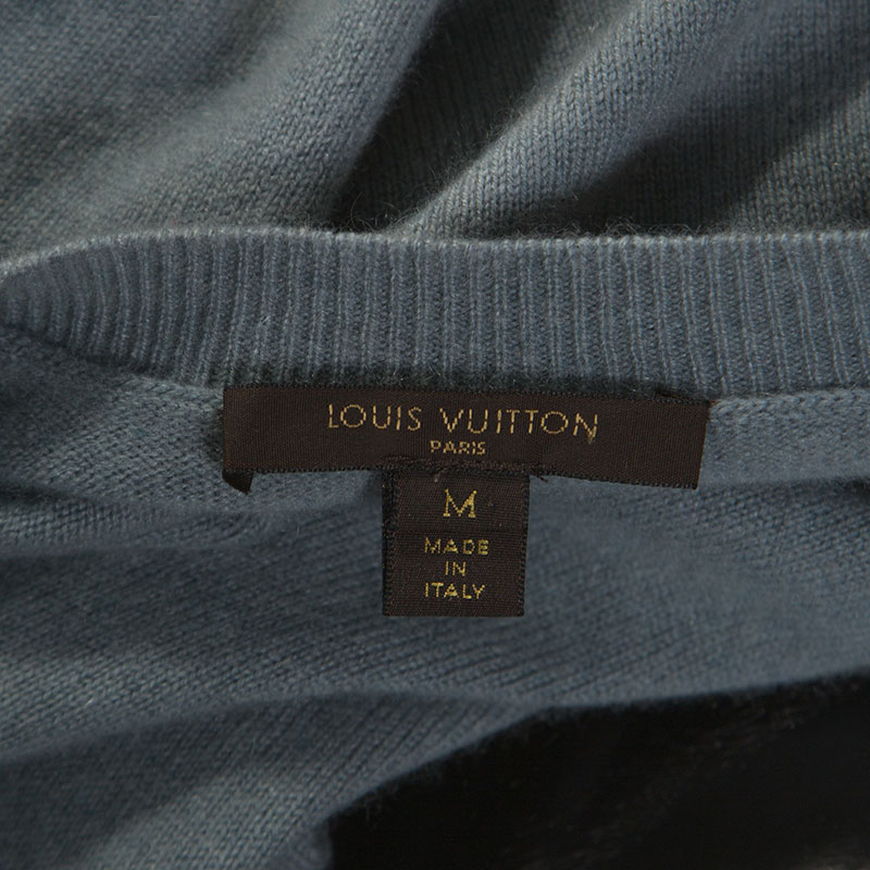 Louis Vuitton Grey Cashmere Twisted Collar Detail Short Sleeve Sweater M Louis  Vuitton