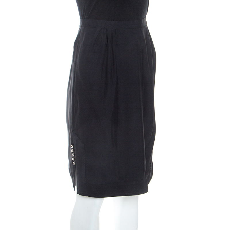 

Louis Vuitton Black Silk Trim Embellished Pencil Skirt