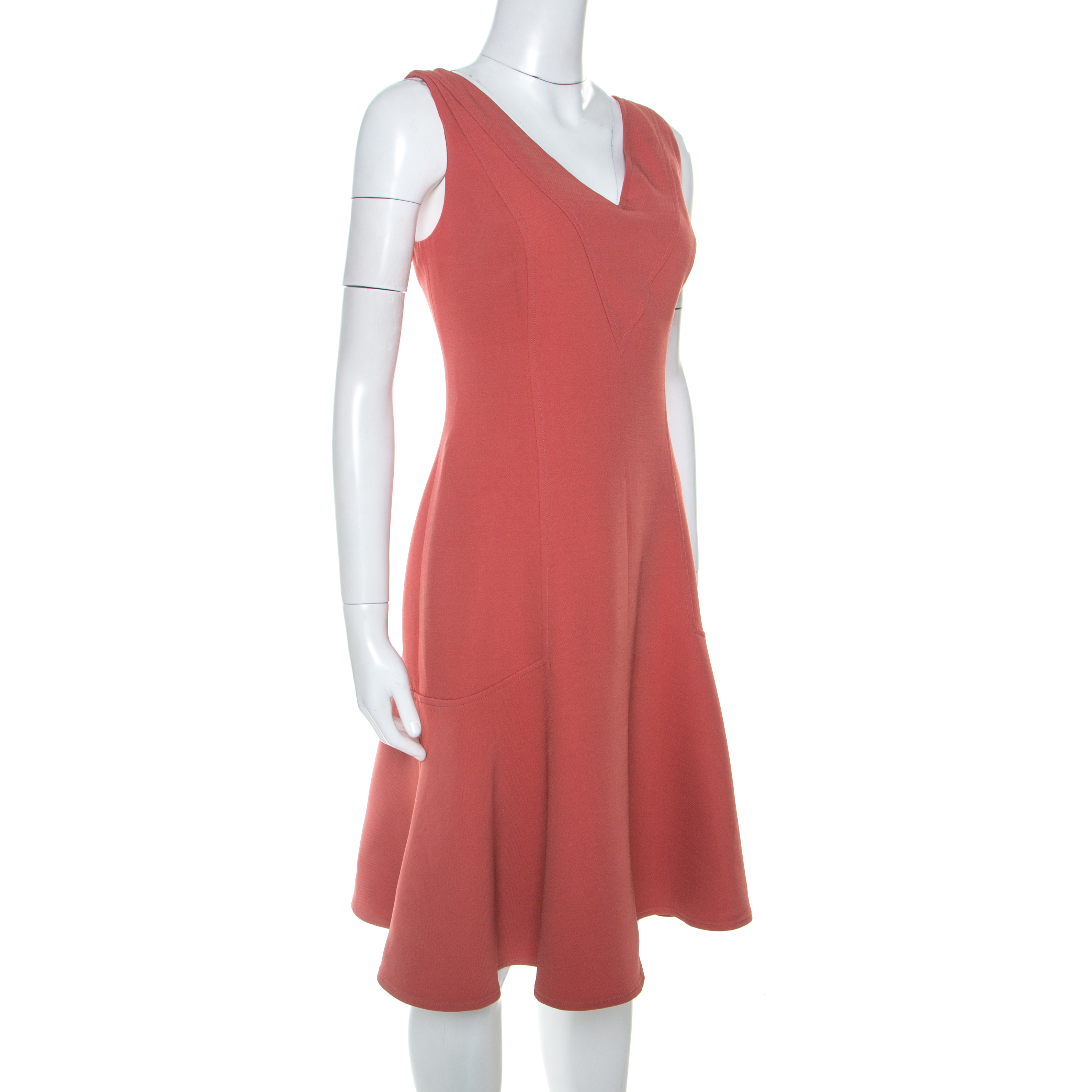 

Louis Vuitton Salmon Pink Wool Silk Blend Sleeveless Flared Dress