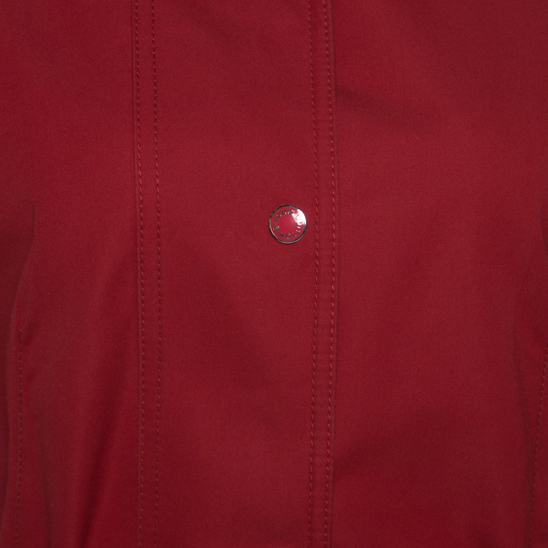 Louis Vuitton Red Gabardine Belted Front Button Coat M Louis Vuitton