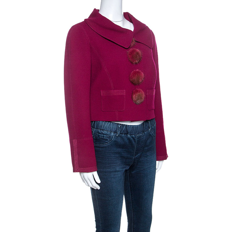 

Louis Vuitton Magenta Wool Fur Button Detail Jacket, Pink