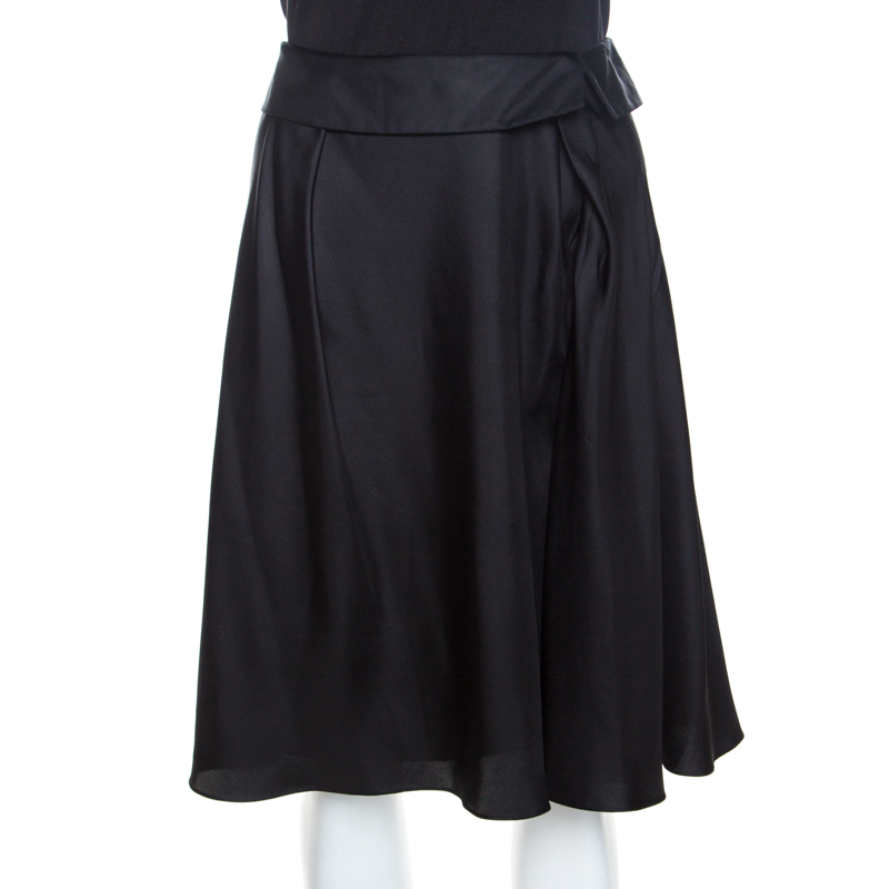 Louis Vuitton Black Silk Flared Skirt M