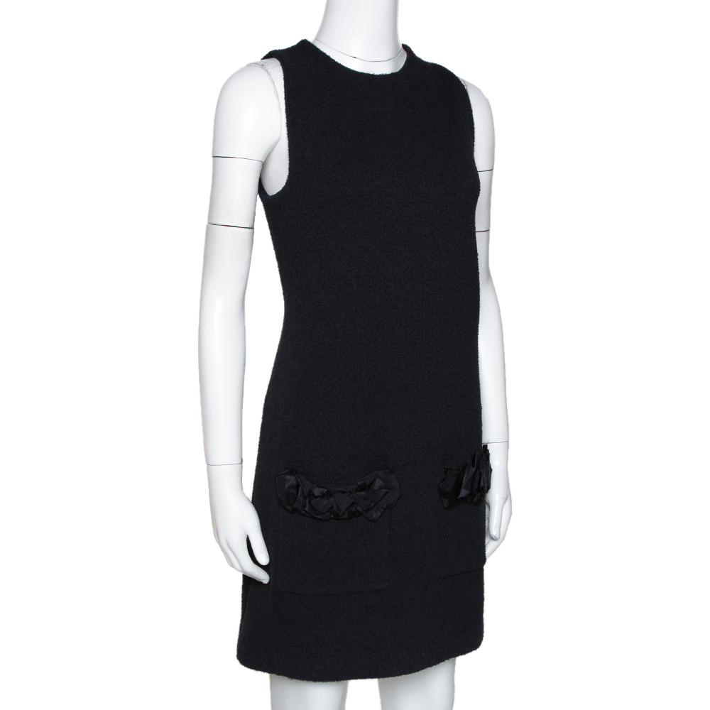 

Louis Vuitton Black Wool Blend Sleeveless Shift Dress