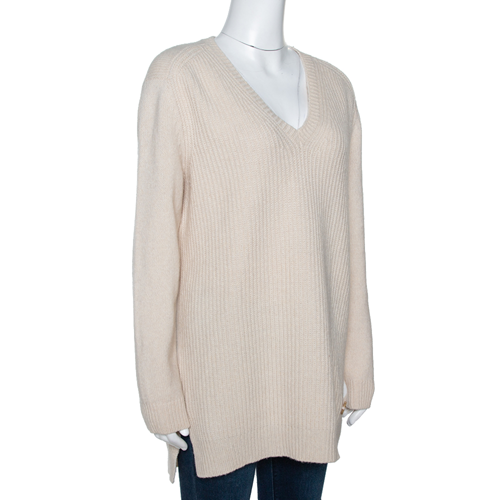 

Louis Vuitton Cream Cashmere Blend Chunky Rib Knit Oversized Sweater