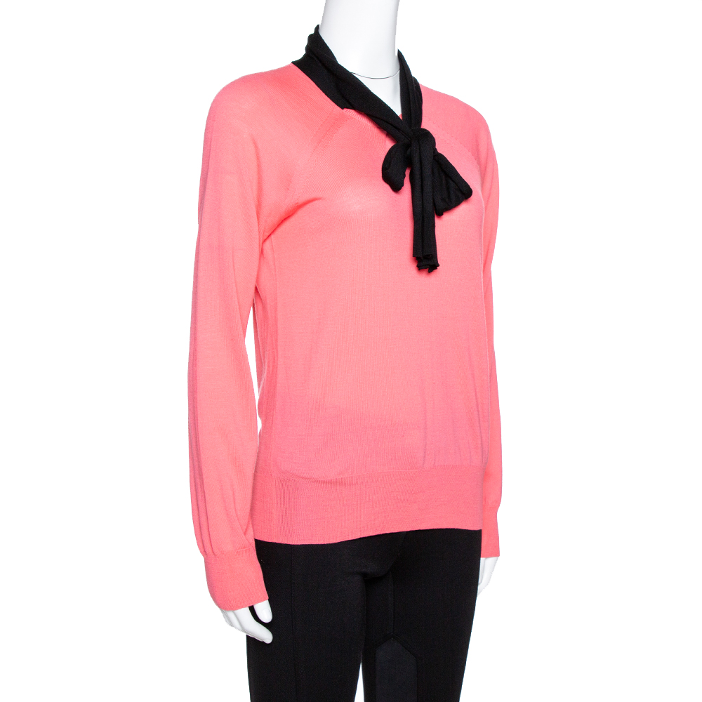 

Louis Vuitton Pink Wool & Silk Knit Contrast Trim Jumper