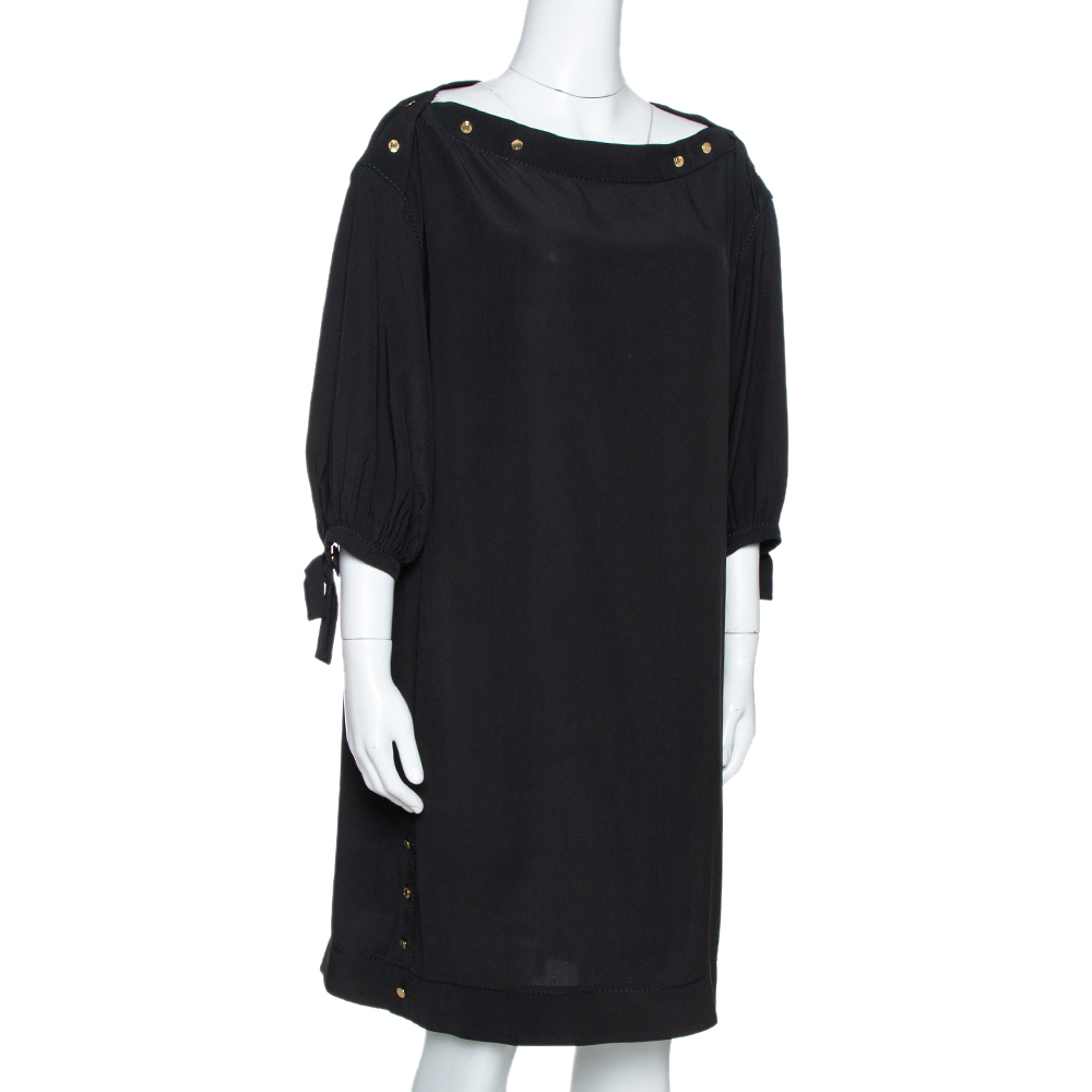 

Louis Vuitton Black Silk Button Detail Tunic