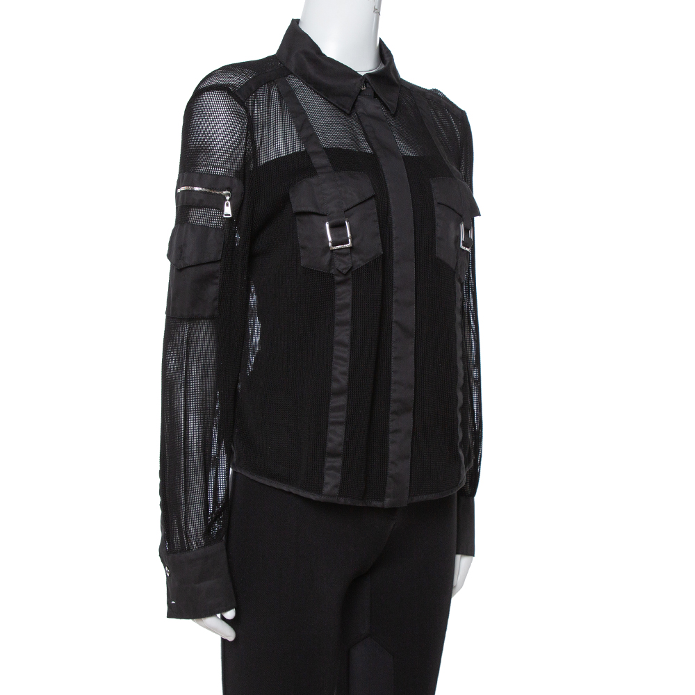 

Louis Vuitton Black Mesh Button Front Shirt