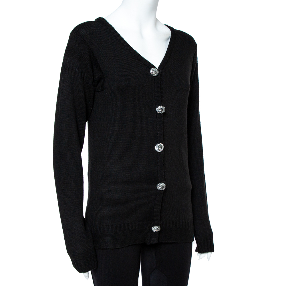 

Louis Vuitton Black Knit Button Front Cardigan
