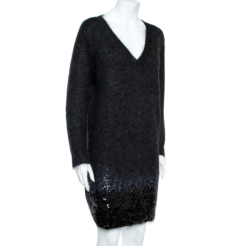 

Louis Vuitton Black Wool Sequin Embellished Sweater Dress