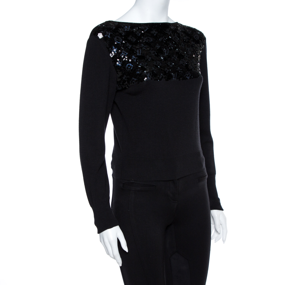 

Louis Vuitton Black Sequin Embellished Cashmere Sweater