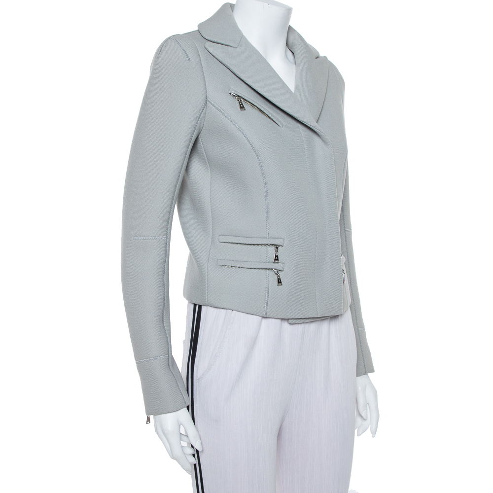 

Louis Vuitton Grey Wool Zipper Front Cropped Blazer