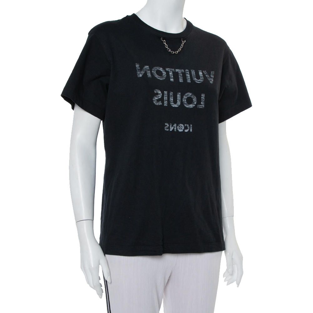 

Louis Vuitton Black Icons Printed Cotton Crewneck T-Shirt