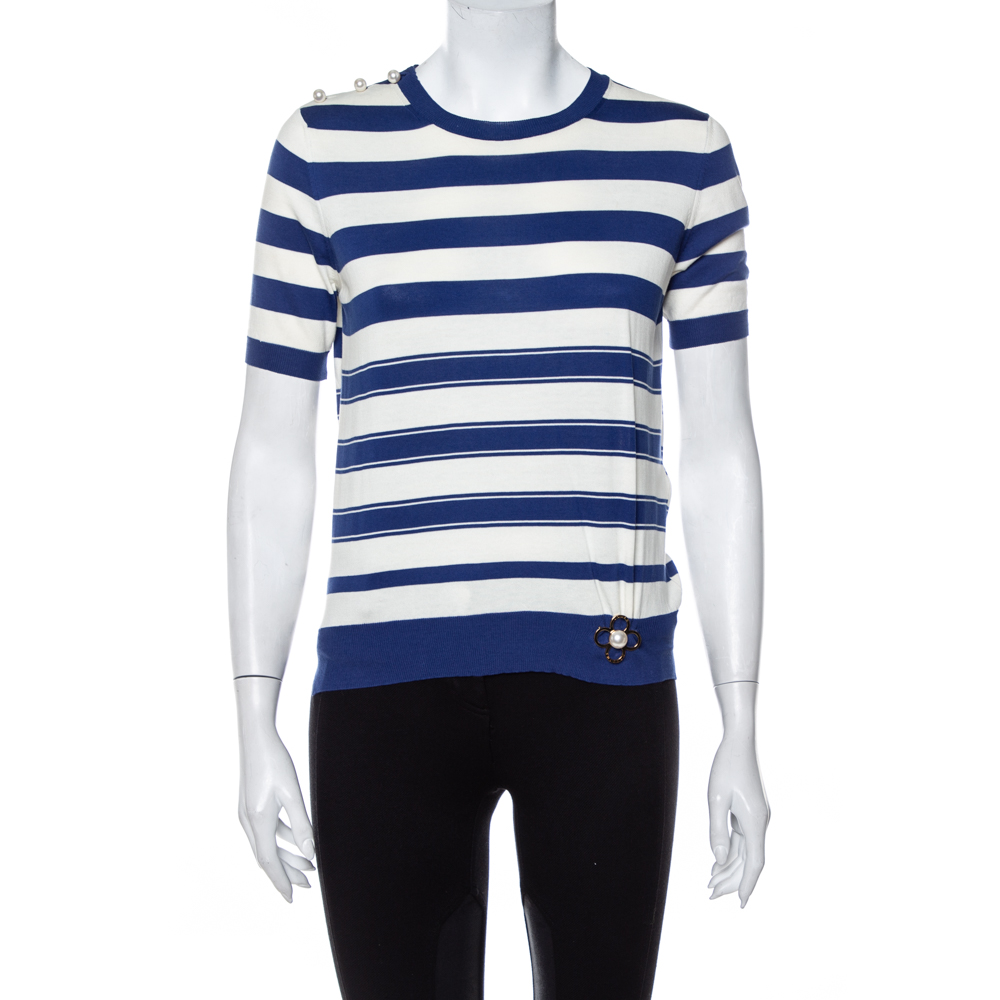 Louis Vuitton White & Blue Upside Down T-Shirt SZ S - ShopperBoard