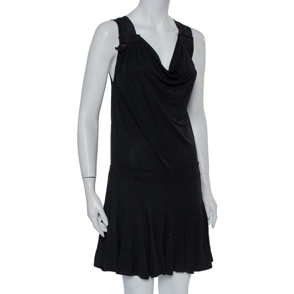 

Louis Vuitton Black Jersey Tie Detail Sleeveless Mini Dress