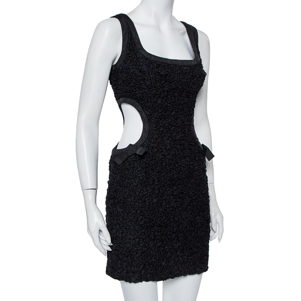 

Louis Vuitton Black Textured Cotton Cutout Detail Sleeveless Mini Dress