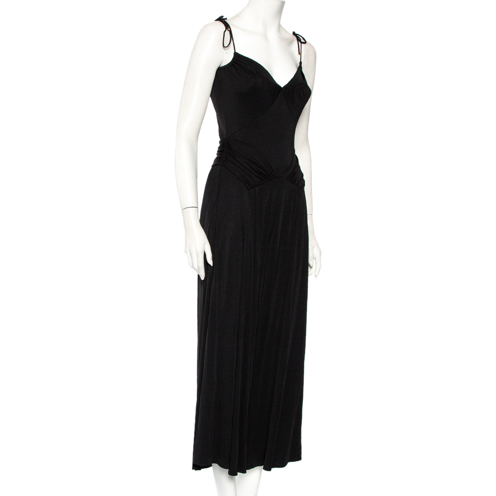 

Louis Vuitton Black Jersey Ruched Detail Sleeveless Jumpsuit