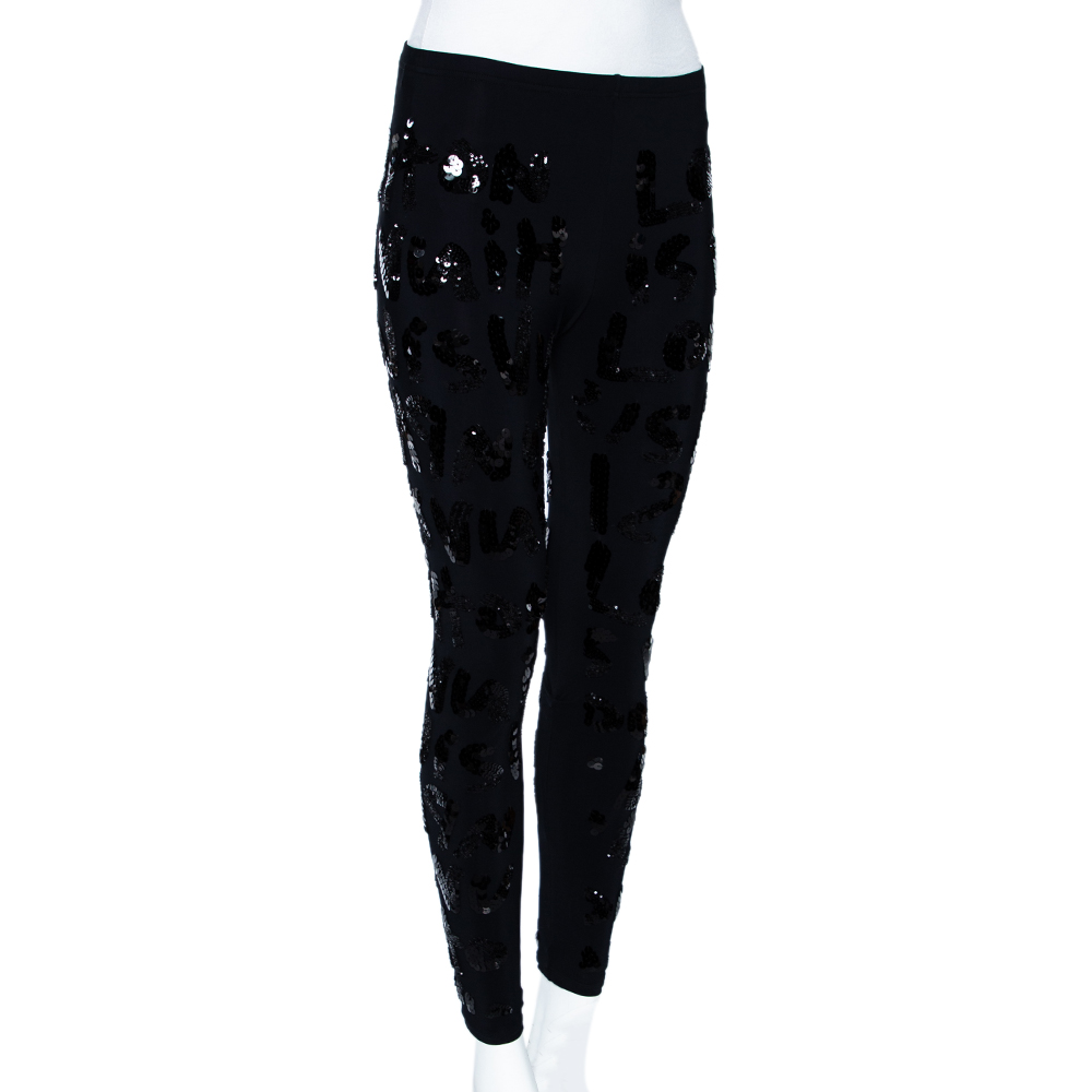 

Louis Vuitton Black Knit Sequin Embellished Leggings