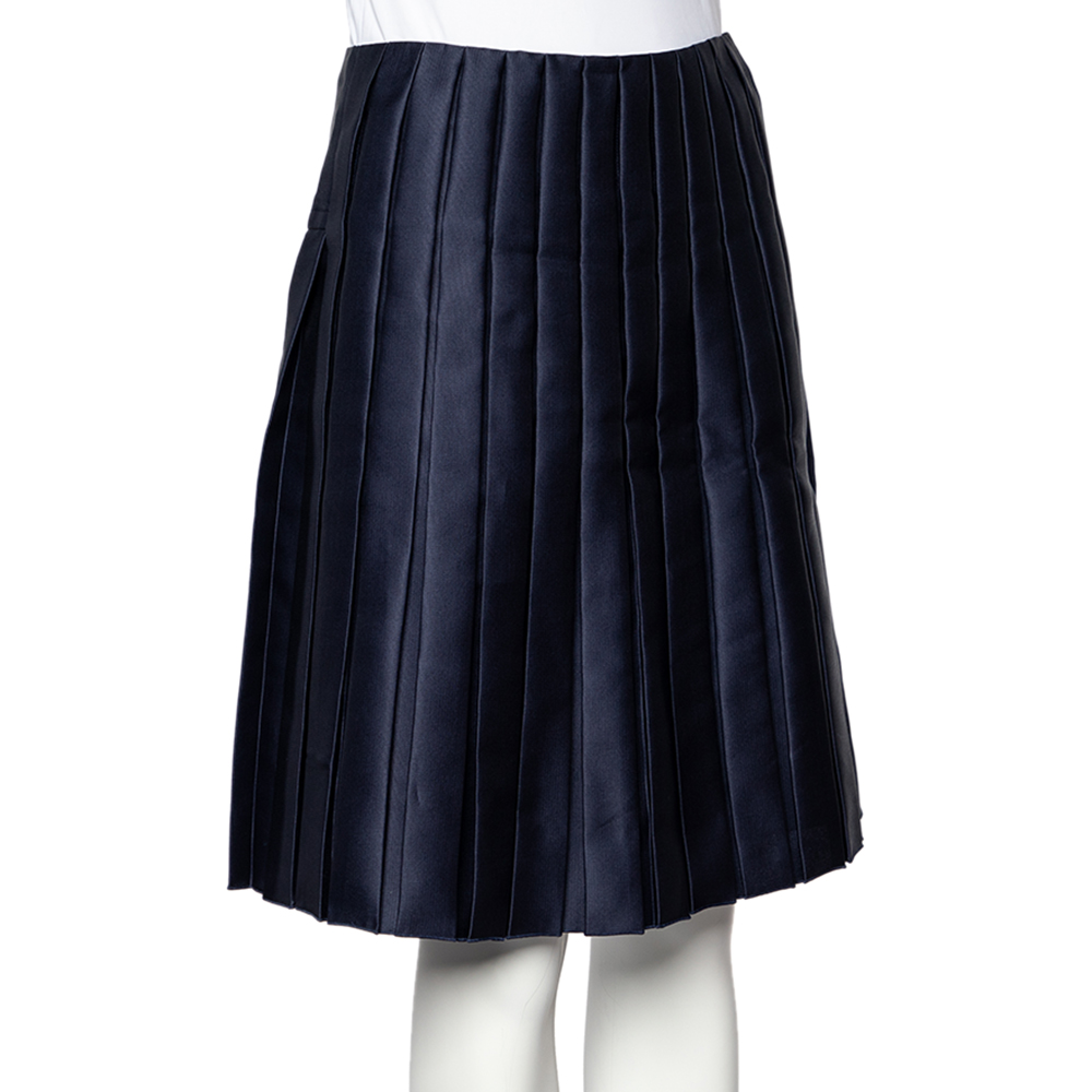 

Louis Vuitton Navy Blue Silk Pleated Mini Skirt