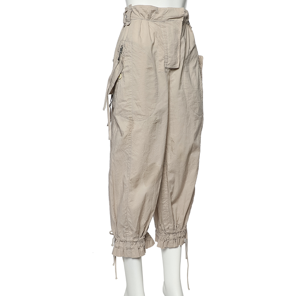 

Louis Vuitton Beige Cotton Cargo Pocket Detail Capri Pants