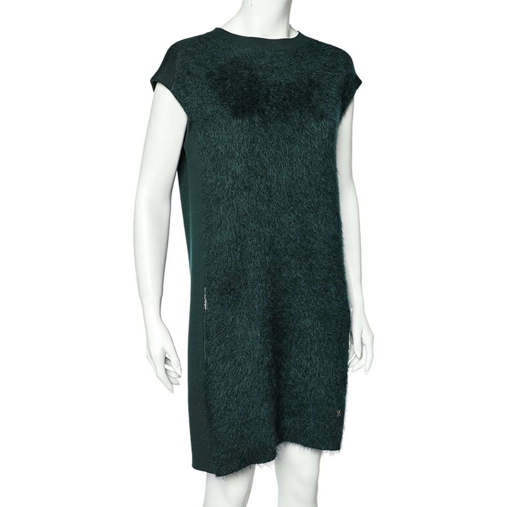 

Louis Vuitton Green Wool & Mohair Paneled Short Dress