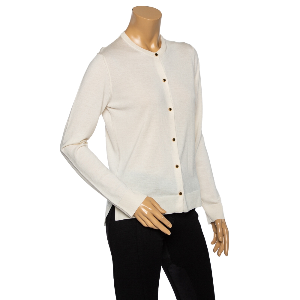 

Louis Vuitton Cream Cashmere & Silk Knit Button Front Cardigan