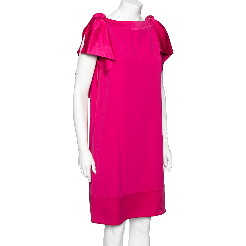

Louis Vuitton Pink Crepe Bow Detail Sleeve Shift Dress