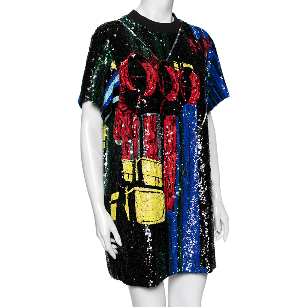 

Louis Vuitton Multicolor Sequin Embellished Mesh T-Shirt Dress