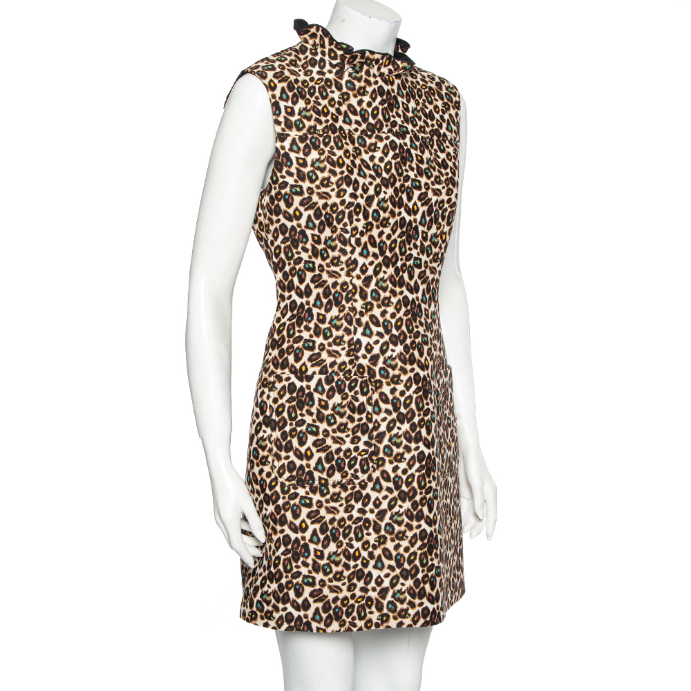 

Louis Vuitton Multicolor Printed Wool Ruffle Trim Detail Dress