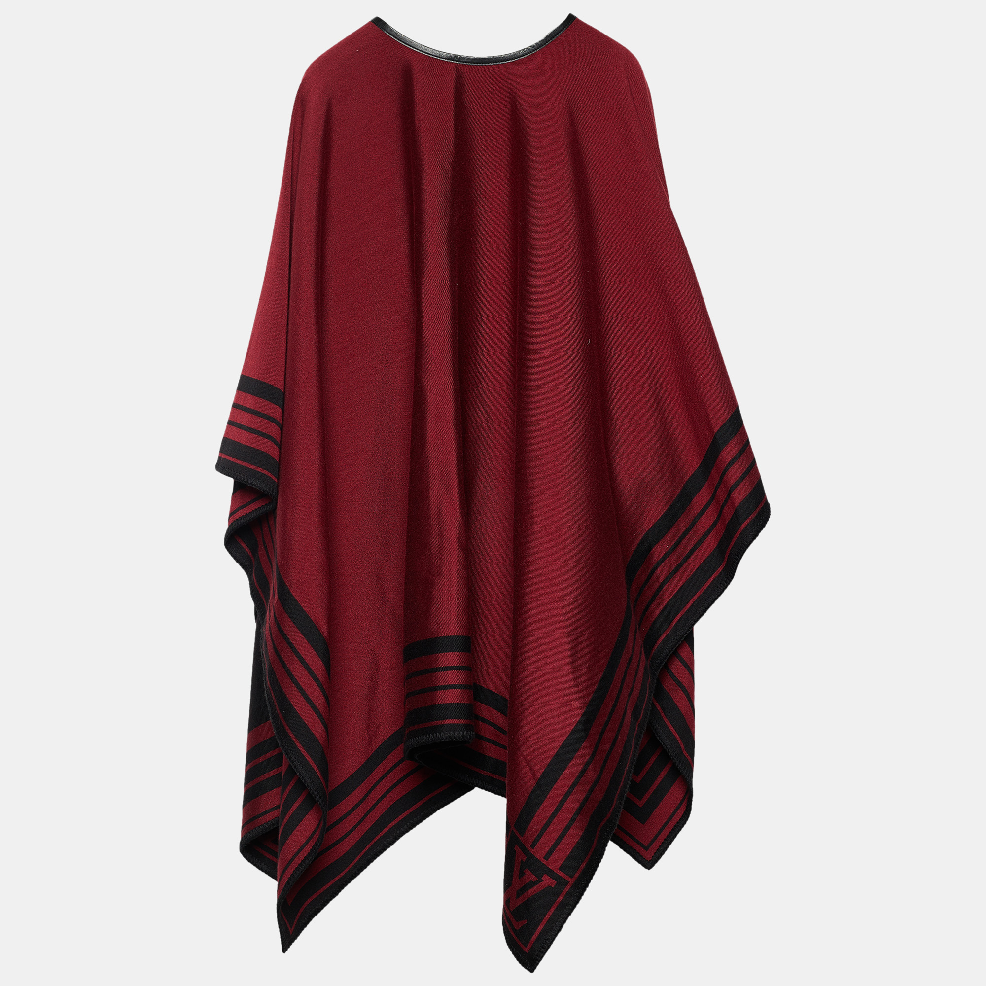 

Louis Vuitton Burgundy Cashmere Silk Tie Up Poncho