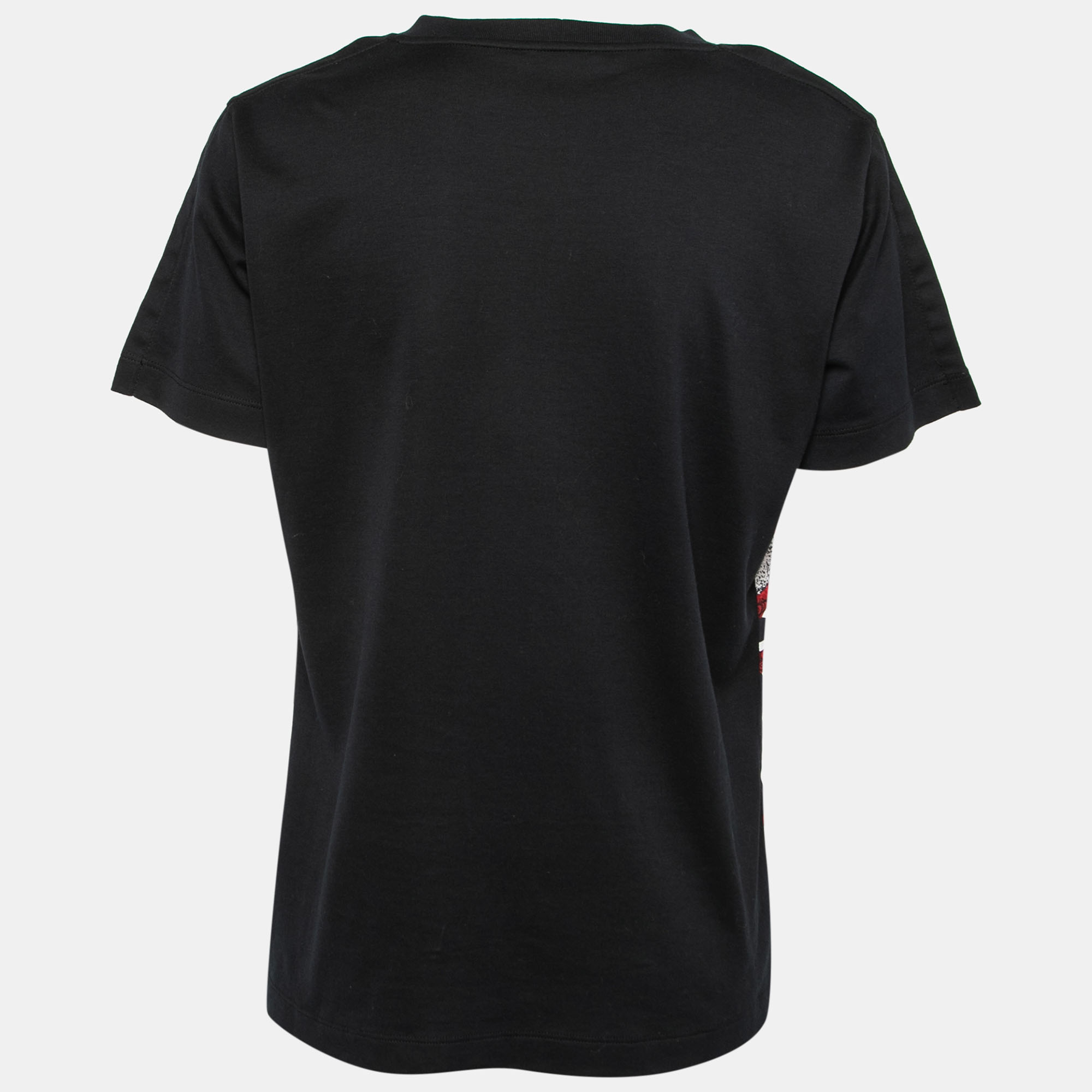 

Louis Vuitton Black Printed Silk & Cotton Paneled Short Sleeve T-Shirt