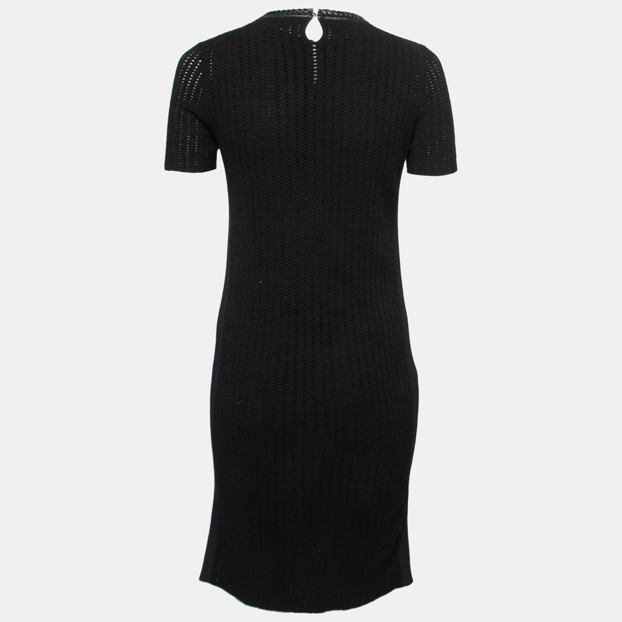 

Louis Vuitton Black Pointelle-Knit Braided Neck Midi Dress