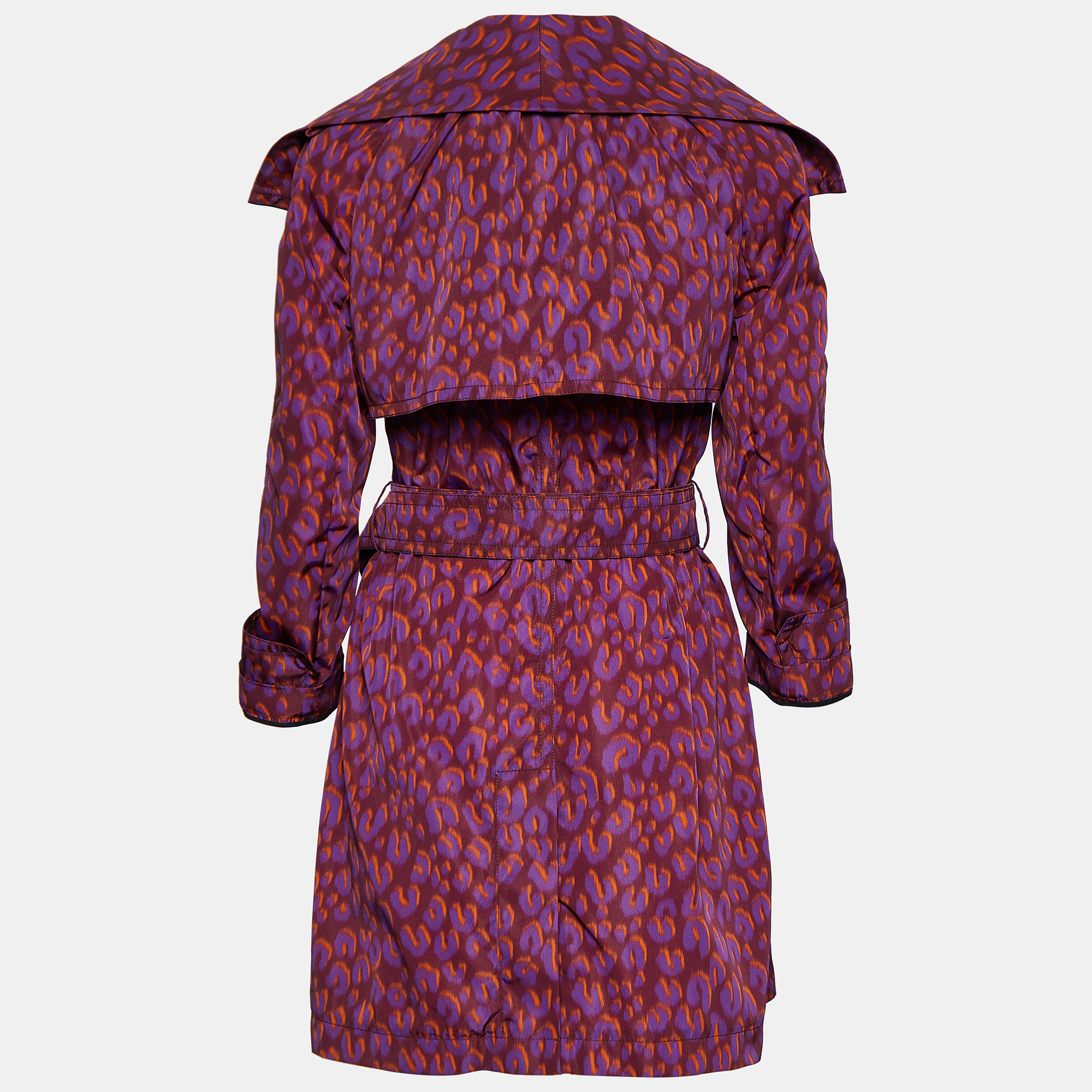 

Louis Vuitton Purple Leopard Print Nylon Belted Trench Coat