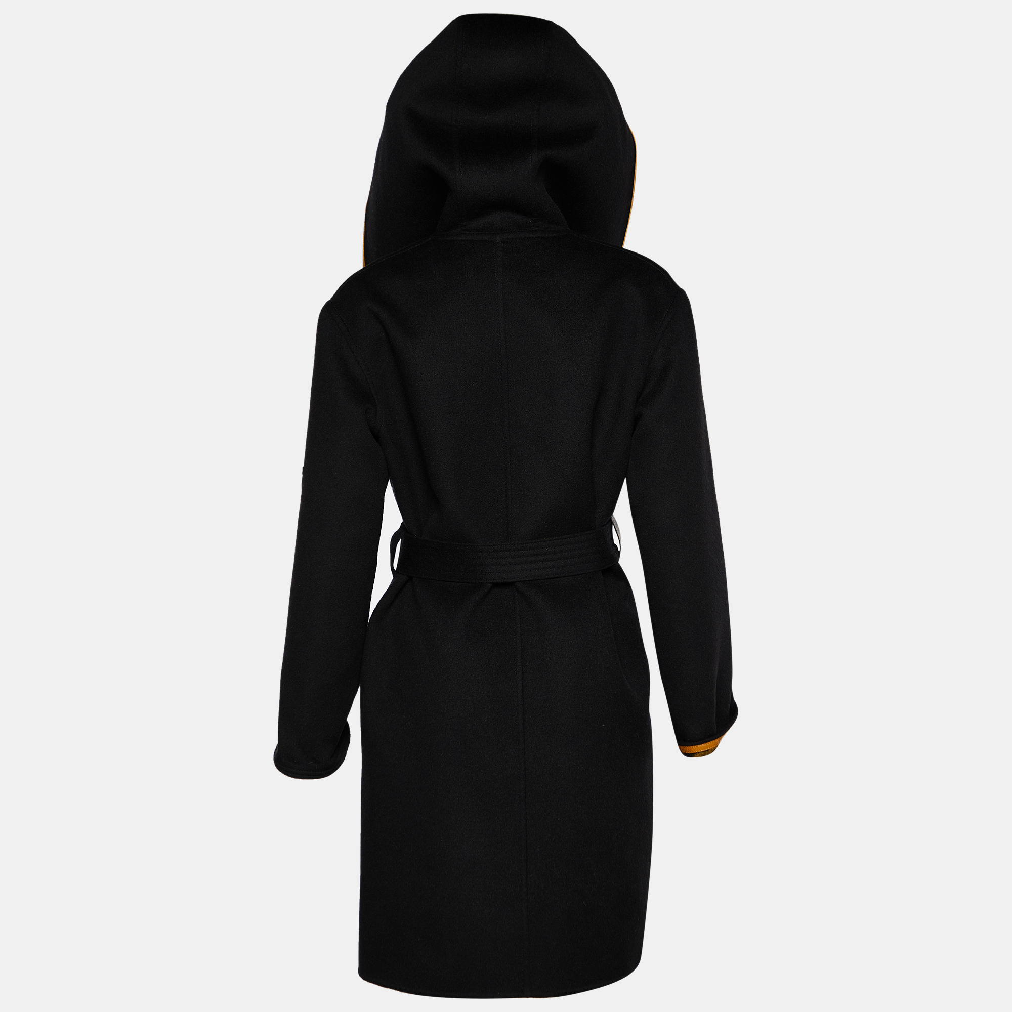 

Louis Vuitton Black Wool Monogram Hooded Wrap Coat