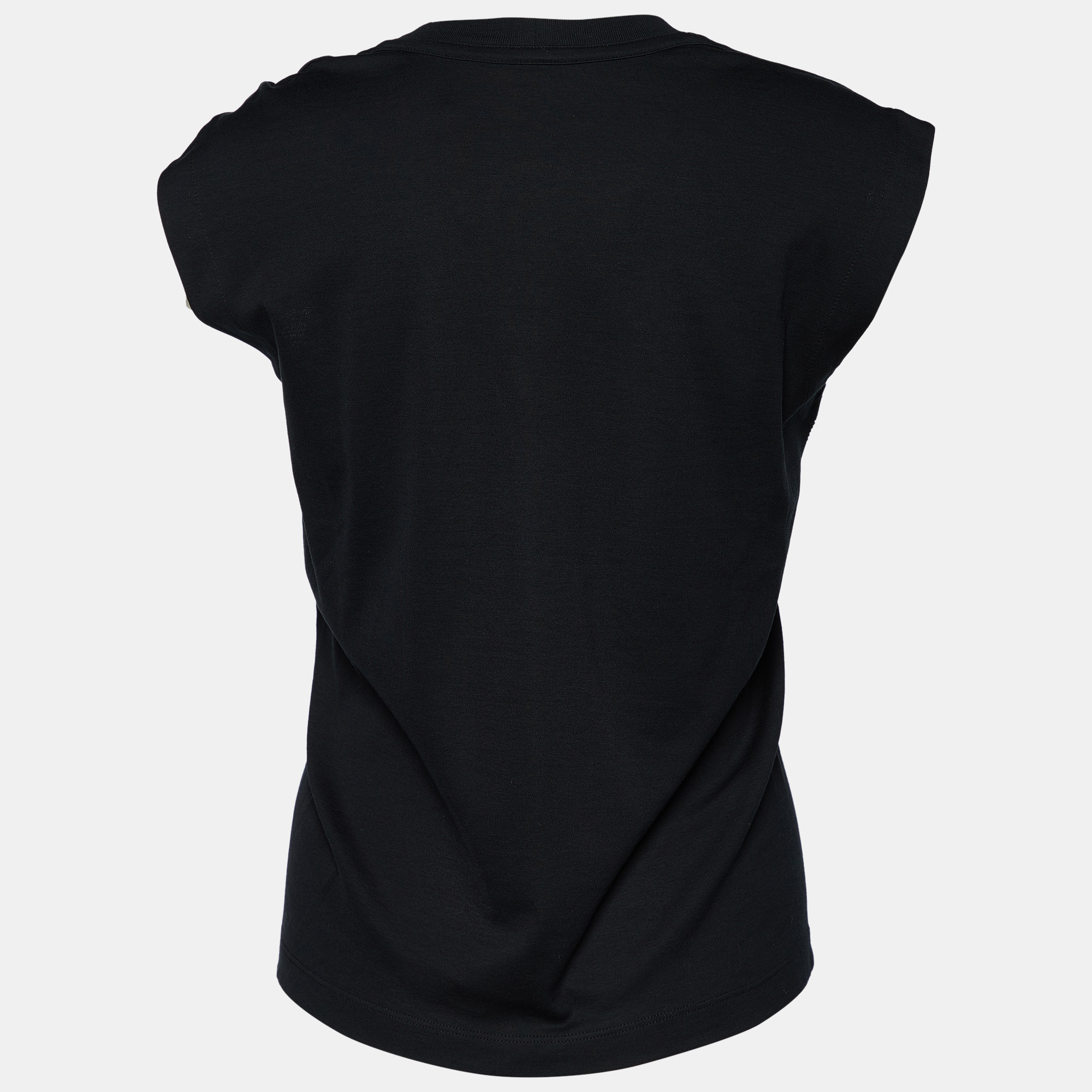 

Louis Vuitton Black Cotton Buckle Shoulder Detail Oversized T-Shirt