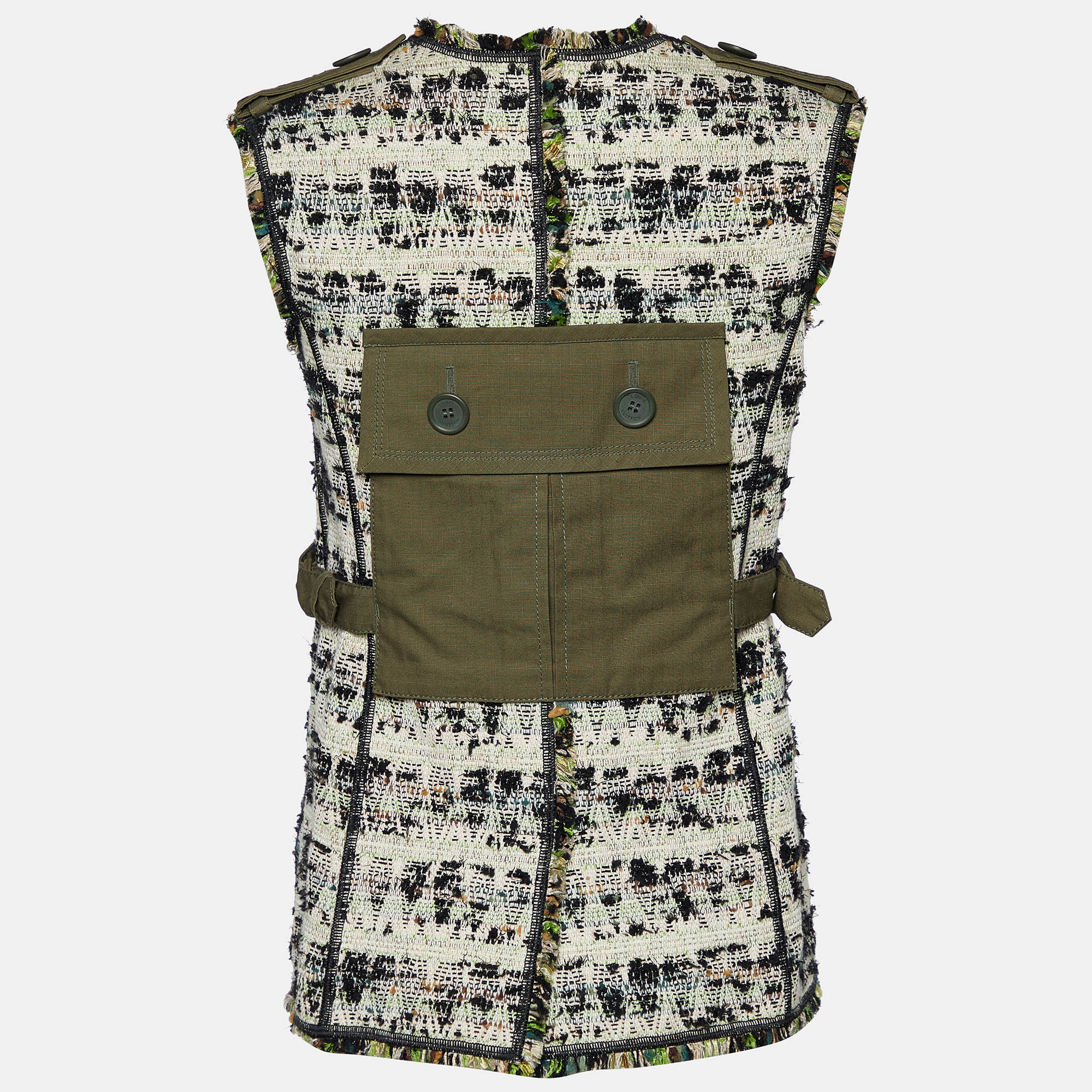 

Louis Vuitton Multicolor Tweed Sleeveless Multi Pocket Vest M, Green