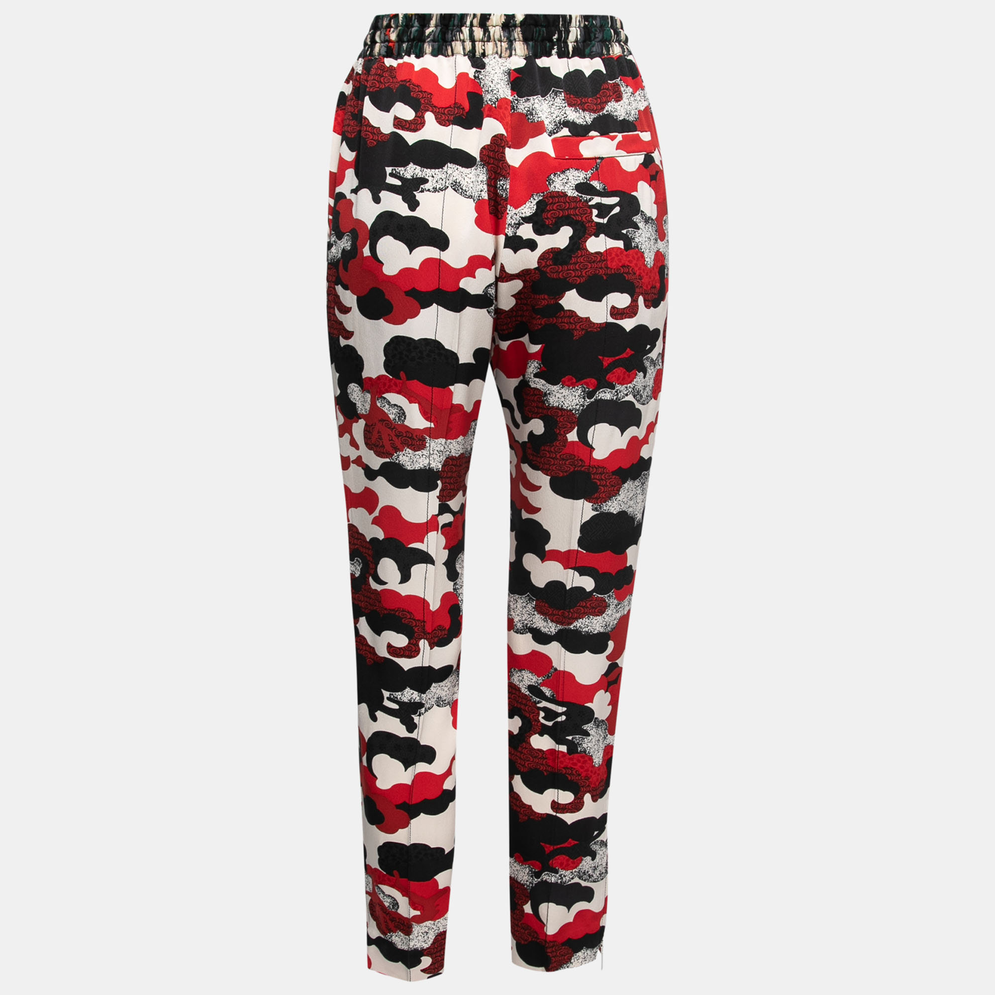 

Louis Vuitton Red Camouflage Print Silk Elastic Waist Trousers