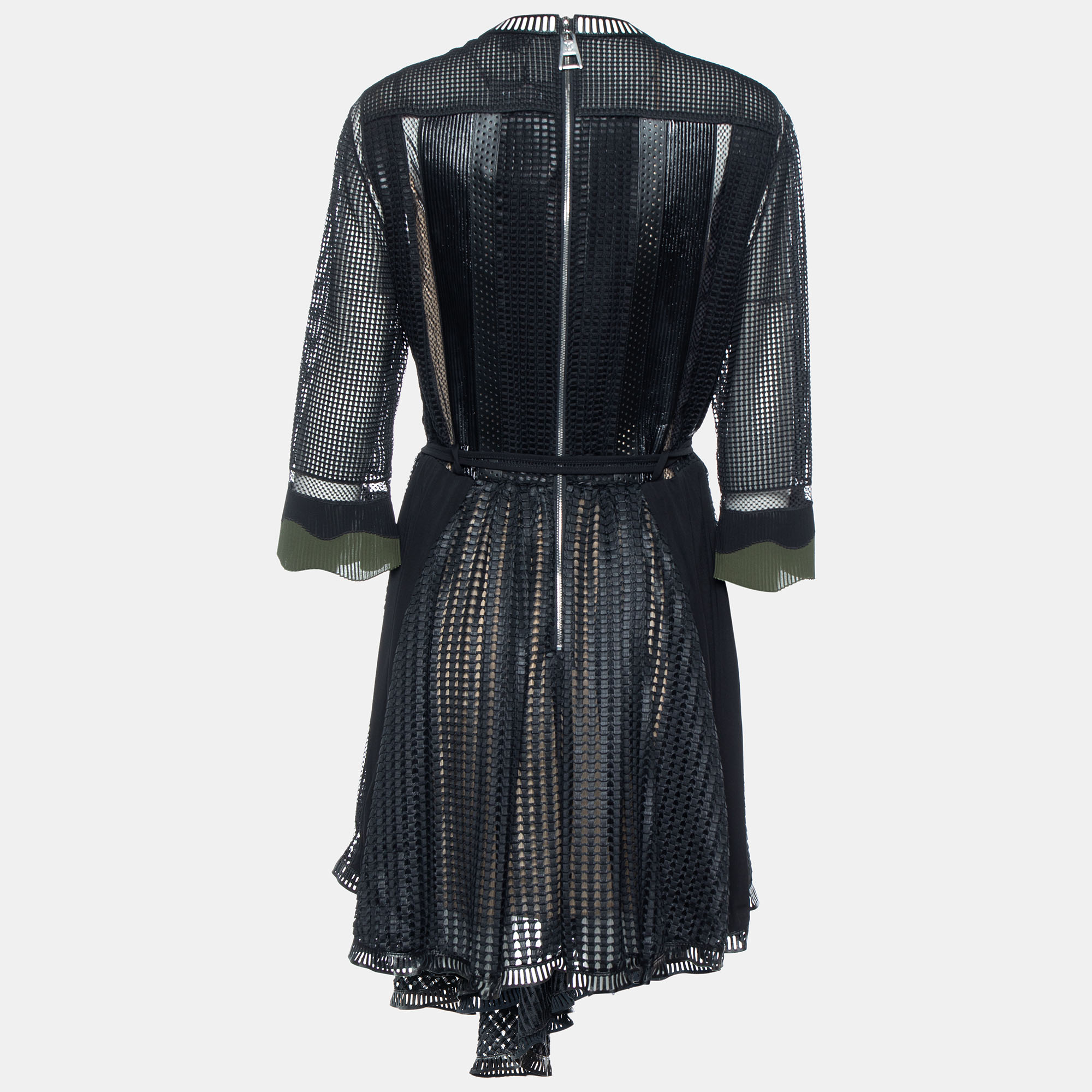 

Louis Vuitton Black Textured & Leather Sequin Detail Asymmetric Hem Midi Dress
