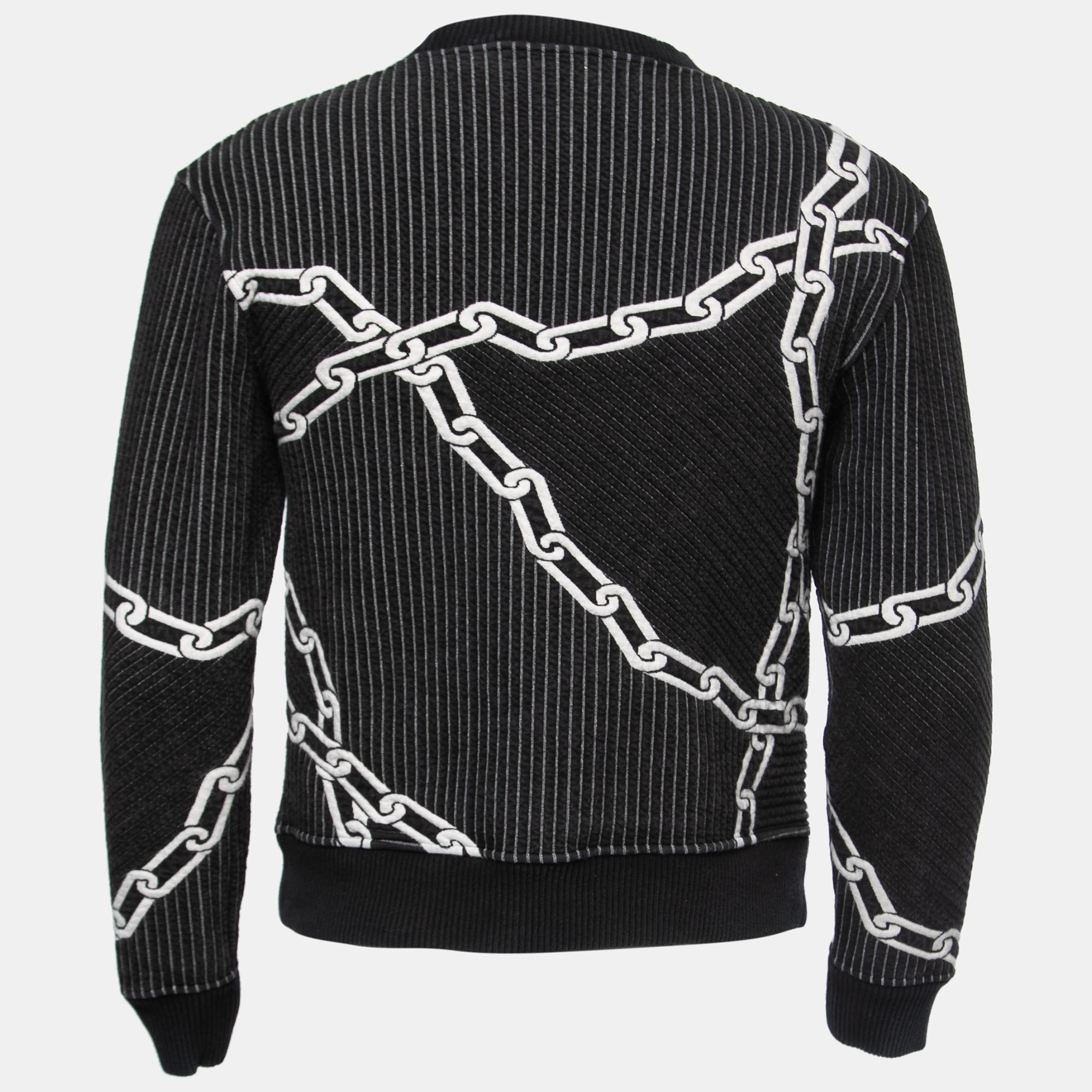 

Louis Vuitton Black Cotton Quilted 3D Chain Effect Sweatshirt