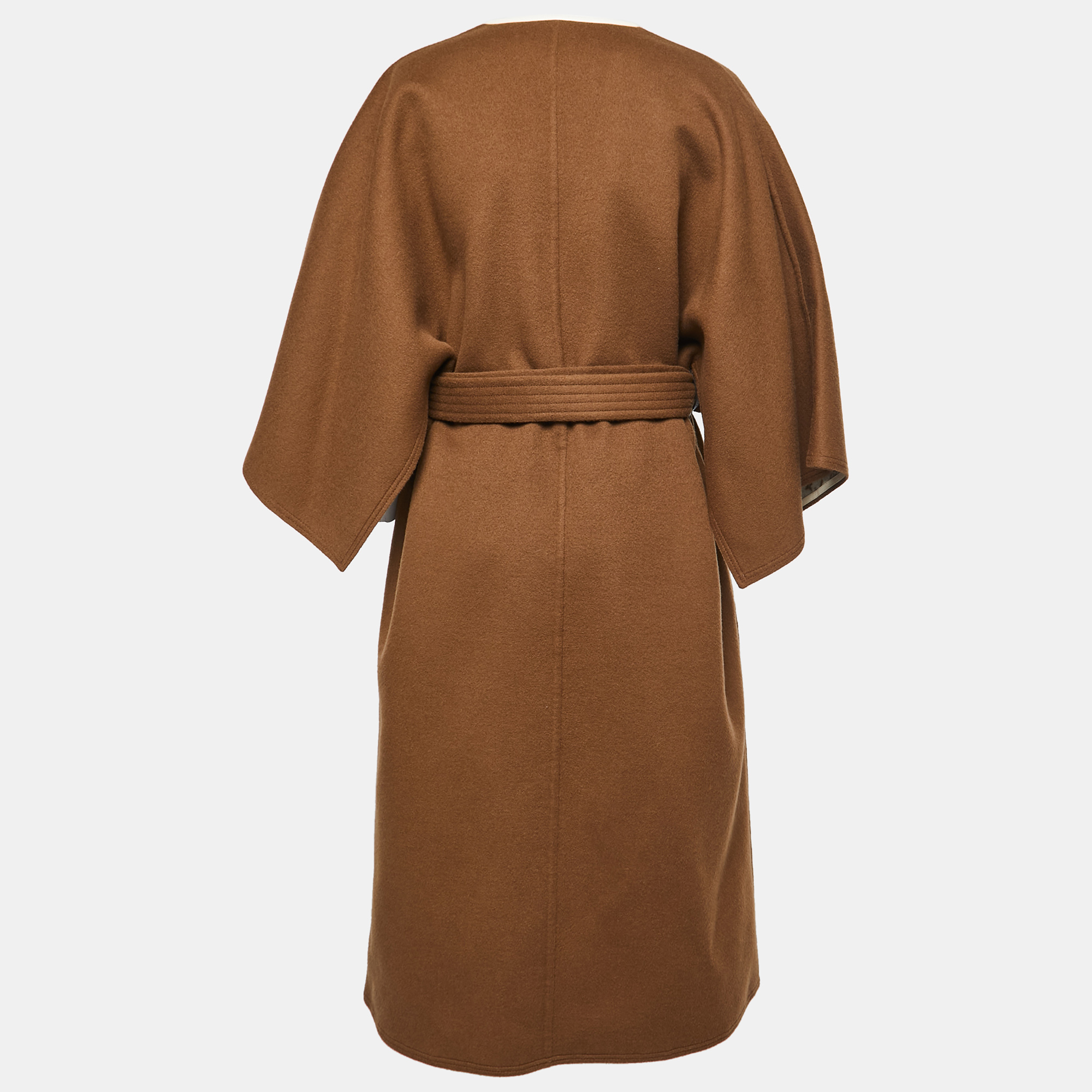 

Louis Vuitton Brown Wool Monogram Belted Wrap Coat