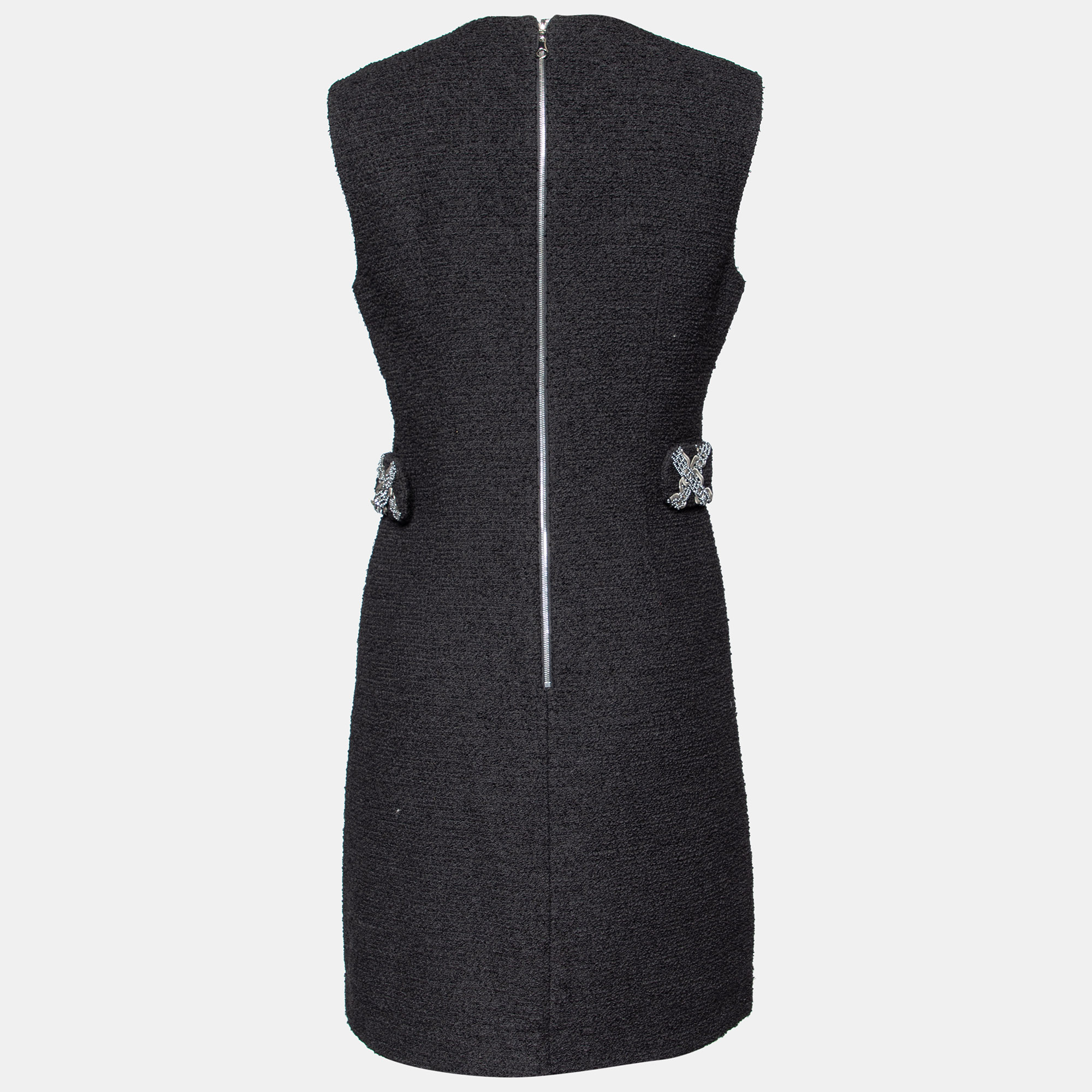 

Louis Vuitton Black tweed Embellished Waist Detail Sleeveless Sheath Dress