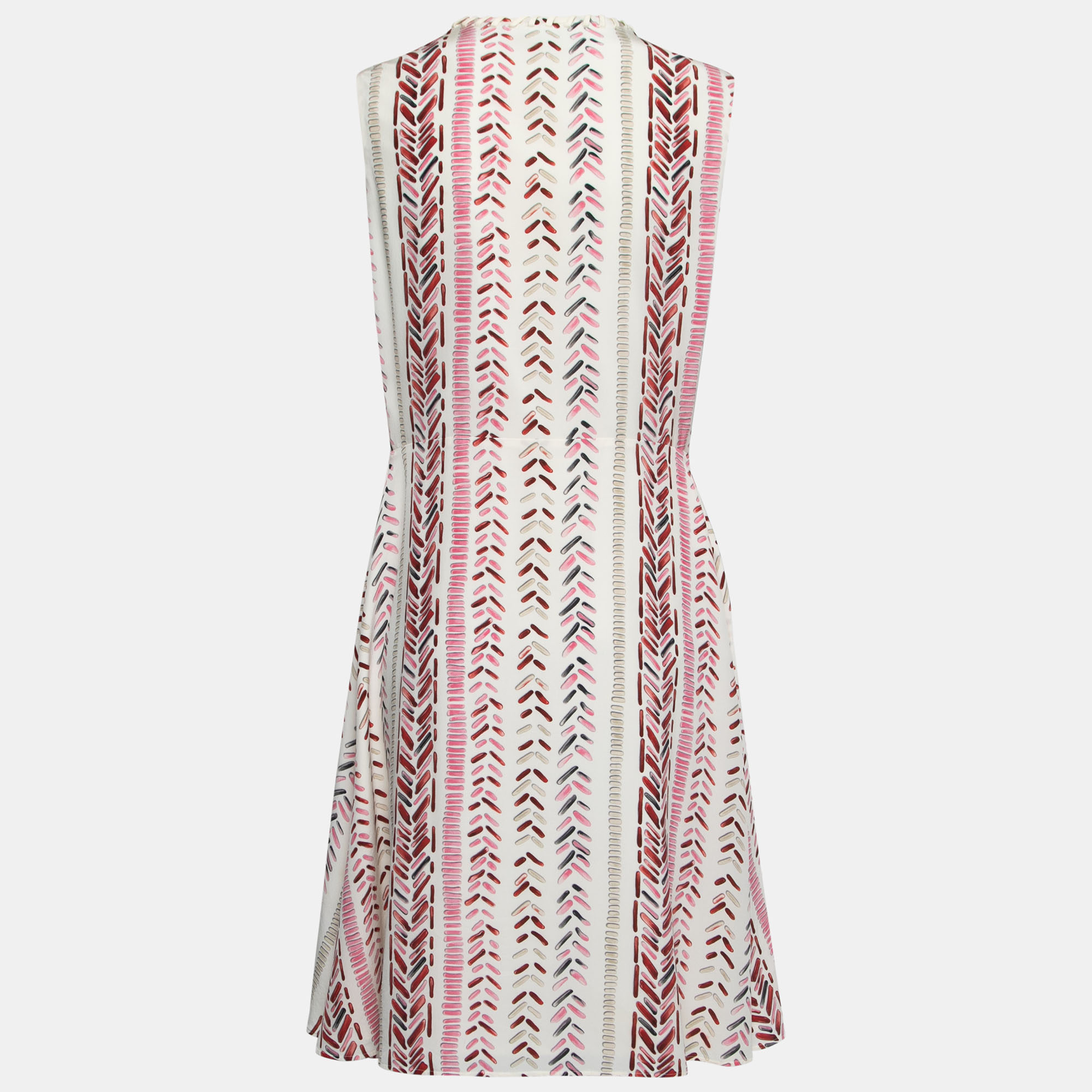 

Louis Vuitton White Printed Silk Sleeveless Midi Dress