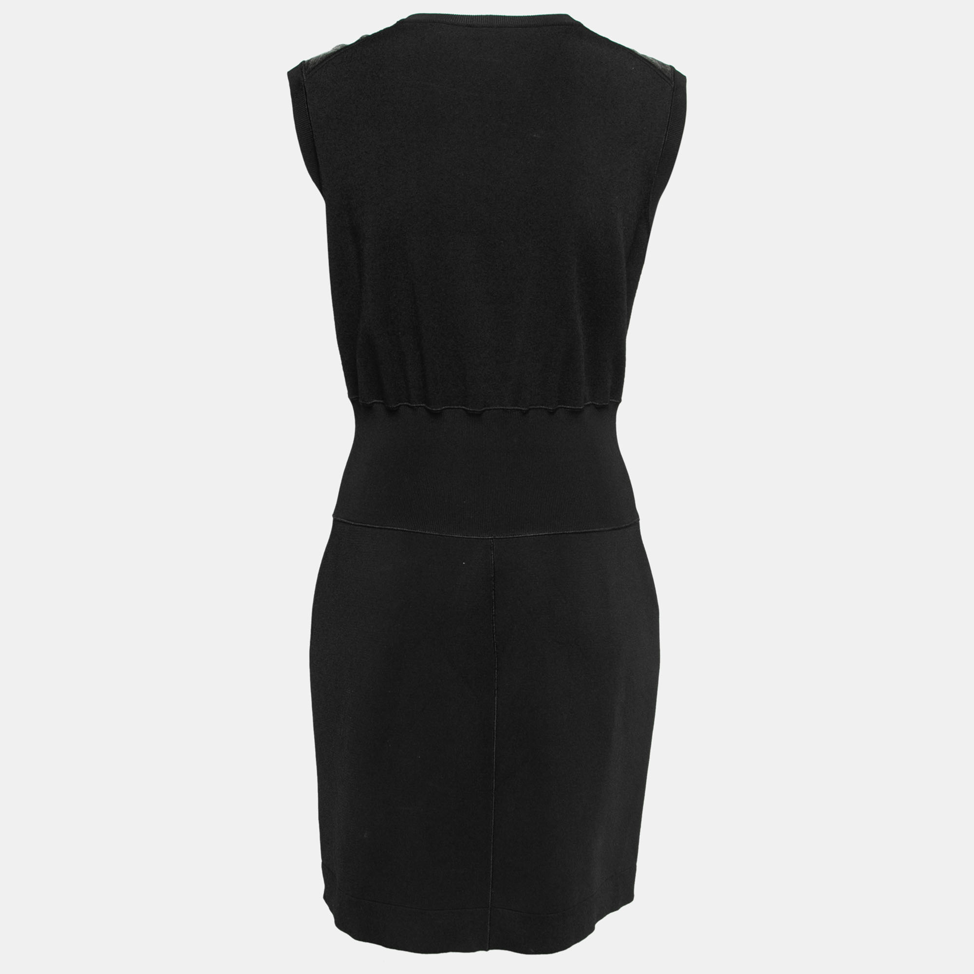 

Louis Vuitton Black Knit & Leather Inset Sleeveless Dress