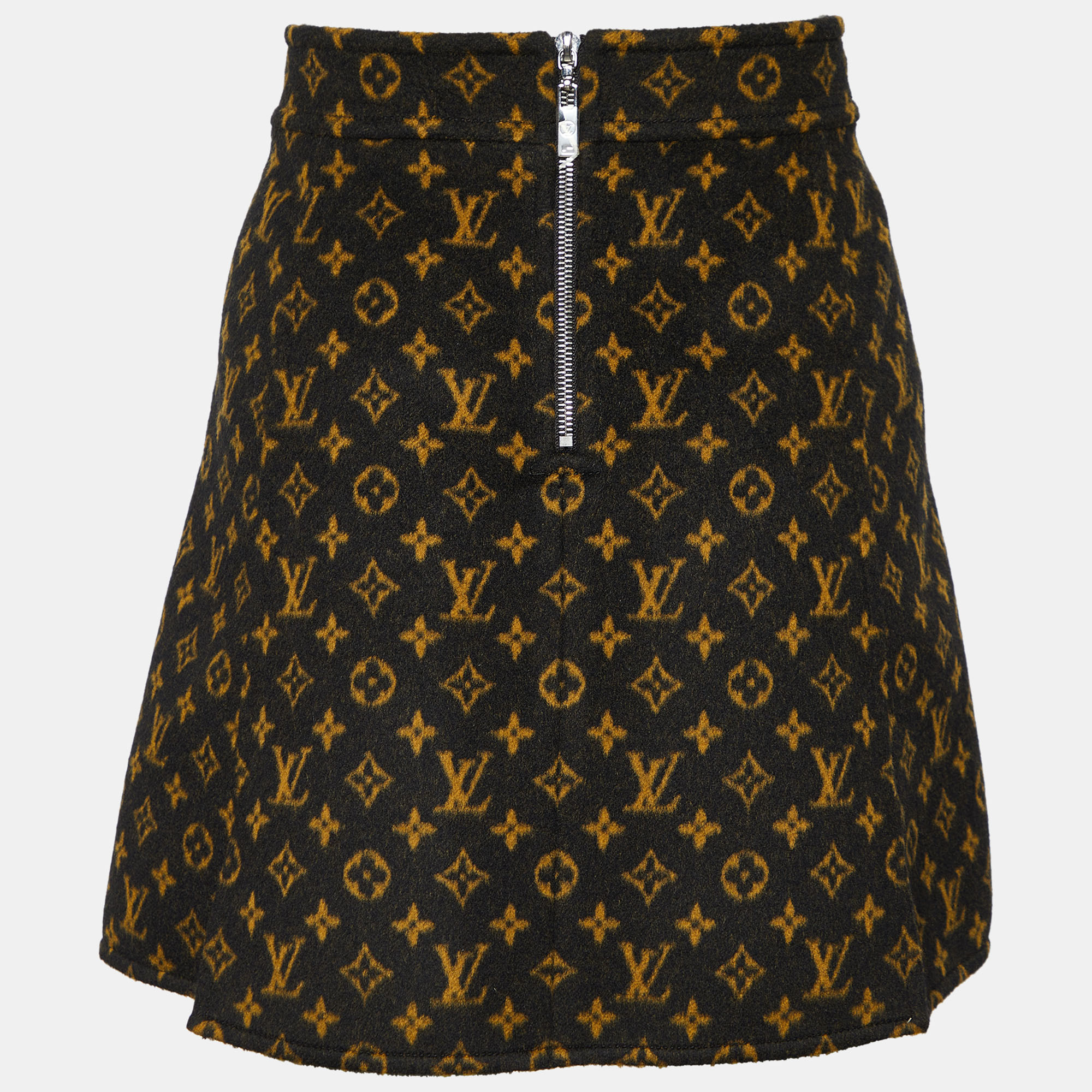 

Louis Vuitton Black Monogram A-Line Wool Silk Mini Skirt