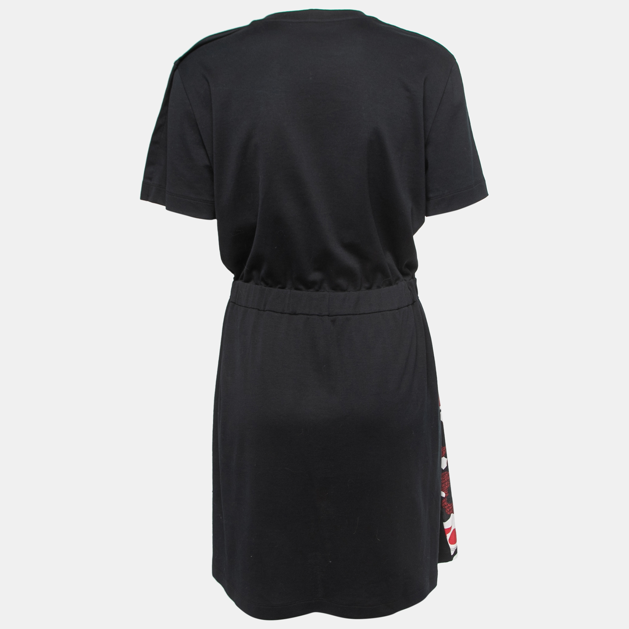 

Louis Vuitton Black/Red Printed Silk & Cotton Tie Front Dress