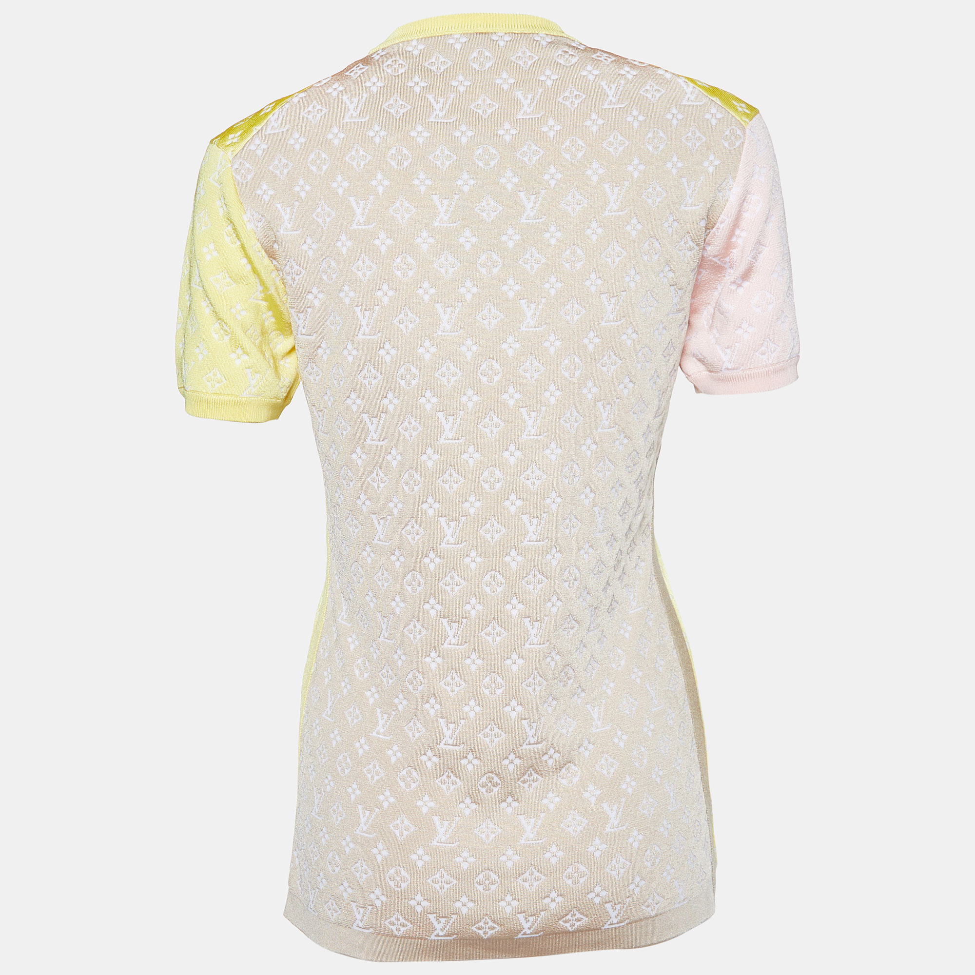 

Louis Vuitton Yellow Monogram Silk Knit Sweater Top
